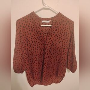 Lush Red And Black Cheetah Blouse Size Small